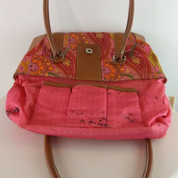 (3/$20) Liz Claiborne fuchsia paisley fabric and faux leather purse - Picture 12 of 16
